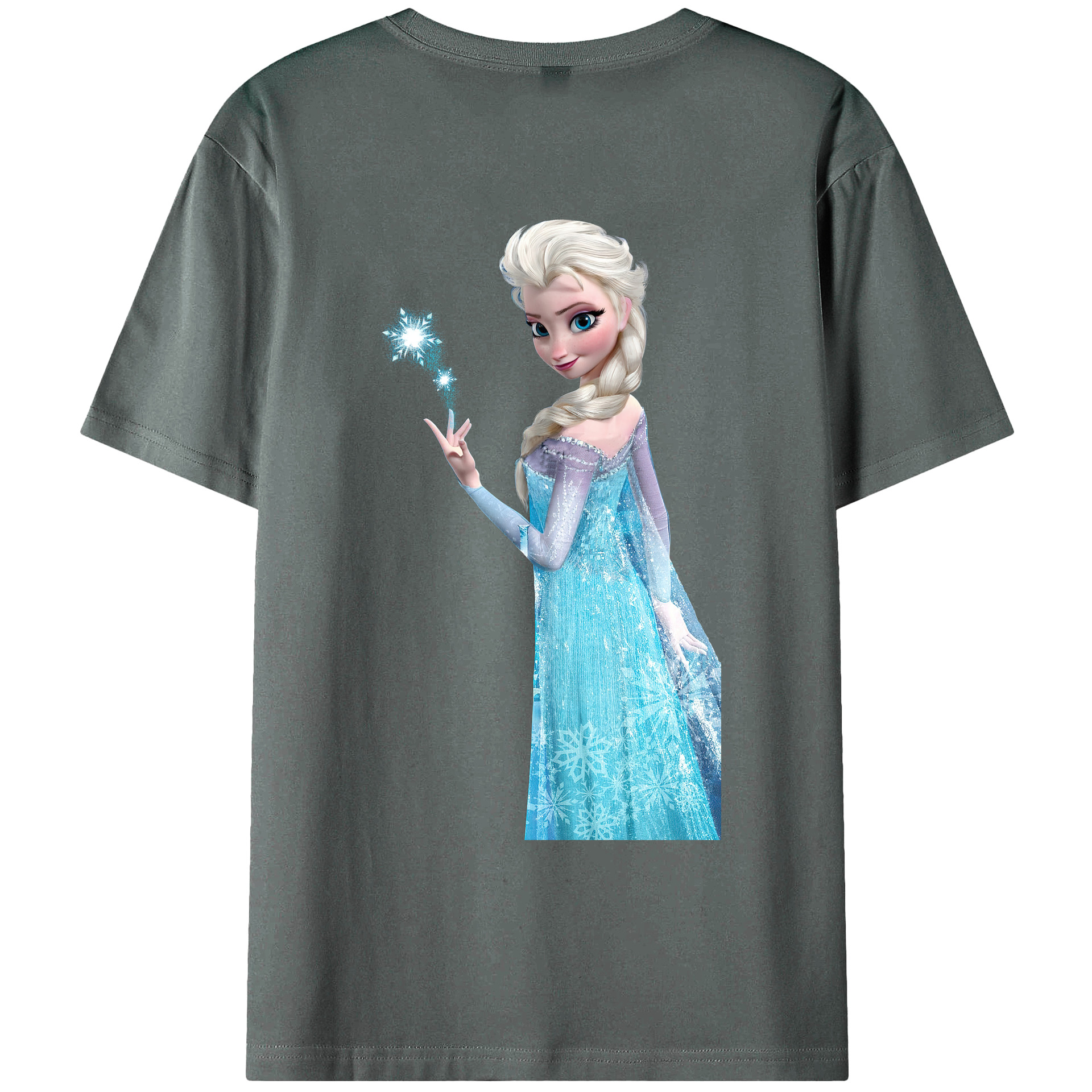 （画像用） アナと雪の女王 アンナ エルサ Frozen Anna Elsa 綿100％ メンズ半袖Tシャツ（バックプリント） 通気性